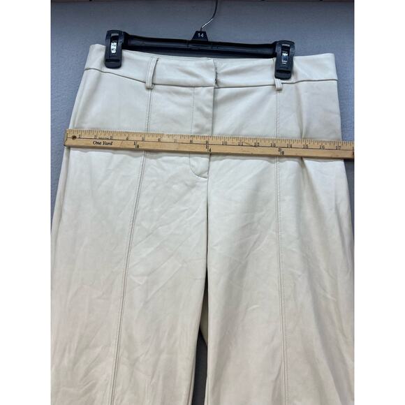 7 For All Mankind Pants Women's Size L Light Beige Faux Leather Wide Leg - Picture 3 of 11
